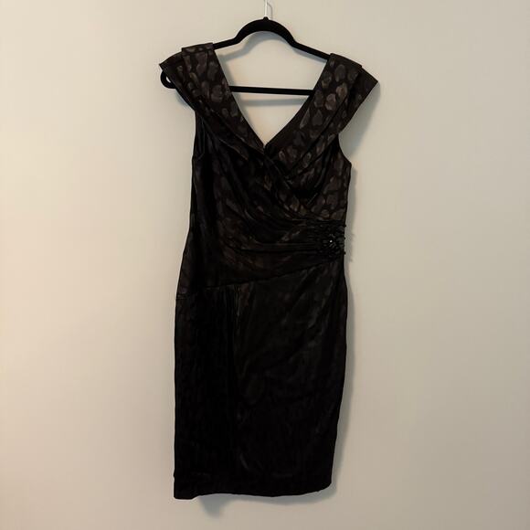 Vintage CHETTA B Evening Black Leopard Date Night Cocktail Dress Size 10 - Picture 6 of 6